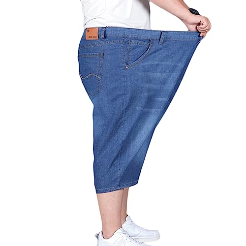 YOUCAI Jeans Shorts Herren Kurze Hosen 3/4 Stretch Shorts Baumwolle Bermuda Sommer Hose,Blau2,42 von YOUCAI