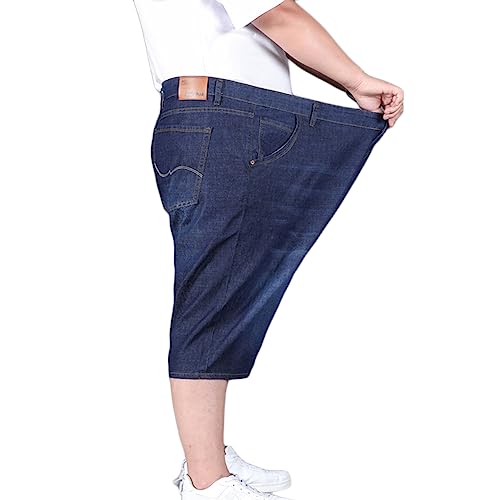 YOUCAI Jeans Shorts Herren Kurze Hosen 3/4 Stretch Shorts Baumwolle Bermuda Sommer Hose,Schwarz Blau2,48 von YOUCAI