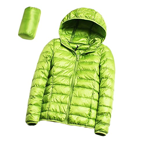 YOUCAI Leichte Daunenjacke Damen mit Kapuze Steppjacke Übergangsjacke Gesteppt Stepp Puffer Jacke,Grün,L von YOUCAI