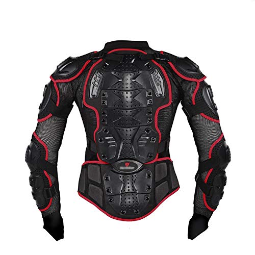 YOUCAI Motorrad Schutz Jacke Protektorenhemd Protektorenjacke Schutz Motorrad Motorcross Armour Kleidung mit Brust Und Rücken Schutz für Damen Und Herren,Rot,L von YOUCAI