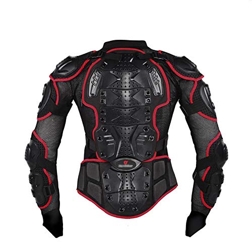 YOUCAI Motorrad Schutz Jacke Protektorenhemd Protektorenjacke Schutz Motorrad Motorcross Armour Kleidung mit Brust Und Rücken Schutz für Damen Und Herren,Rot,M von YOUCAI