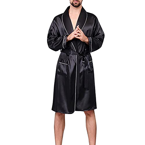 YOUCAI Schlafrock Kimono Herren Männer Pyjama Frühling Sommer Herbst Schlafanzug Satin Weich Gemütlich Lange Ärmel Sleepwear Modern Schlafshirt Casual Morgenmantel Sleepshirt,Schwarz1,M YOUCAI Schlafrock Kimono Herren Männer Pyjama Frühling Sommer Herbst Schlafanzug Satin Weich Gemütlich Lange Ärmel Sleepwear Modern Schlafshirt Casual Morgenmantel Sleepshirt,Schwarz1,M von YOUCAI