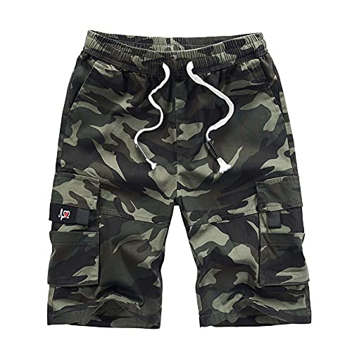 YOUCAI Shorts Herrensport Sommer 2 In 1 Shorts Laufshorts Fitness Jogging Training Sport Sporthose Mit Taschen Camo 2XL von YOUCAI