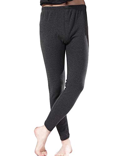 YOUCAI Thermo-Strumpfhose für Herren Fleece gefüttert Winter Warme Leggingshose Dicker Samt Plus Size Thermounterhose Unterwäsche lang mit Innenfleece Dunkelgrau XL von YOUCAI