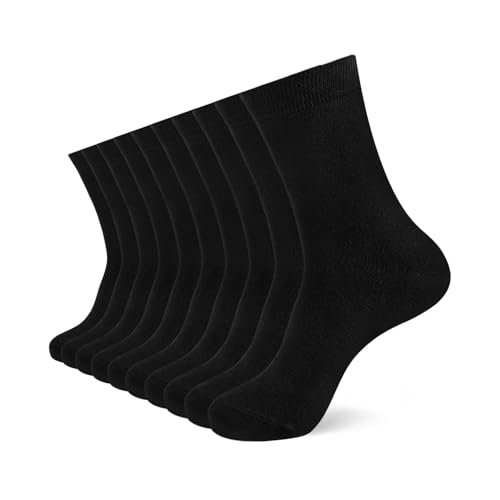 YOUCHAN 10 Paar Business Socken für Herren und Damen ohne Naht Atmungsaktiver Baumwoll Diabetikersocken Schwarz 35-38 von YOUCHAN