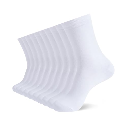 YOUCHAN 10 Paar Business Socken für Herren und Damen ohne Naht Atmungsaktiver Baumwoll Diabetikersocken Weiß 35-38 von YOUCHAN