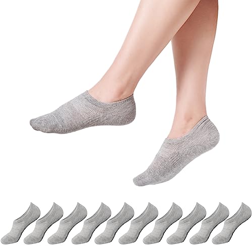 YOUCHAN 10 Paar Sneaker Socken Damen Herren Füßlinge Kurzesocken Silikonpad 39-42 Grau von YOUCHAN