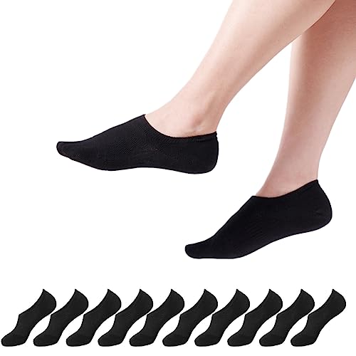 YOUCHAN 10 Paar Sneaker Socken Damen Herren Füßlinge Kurzesocken Silikonpad 39-42 Schwarz von YOUCHAN