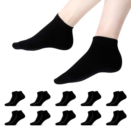 YOUCHAN 10 Paar Sneaker Socken Herren Damen Baumwolle Sportsocken Komfortabel Laufsocken Halbsocken Schwarz 47 50 von YOUCHAN