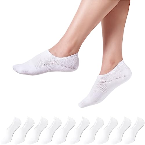 YOUCHAN Füßlinge Socken Damen Unsichtbare Rutschfestes Baumwolle Atmungsaktiv Weiß 39-42 10 Paar von YOUCHAN