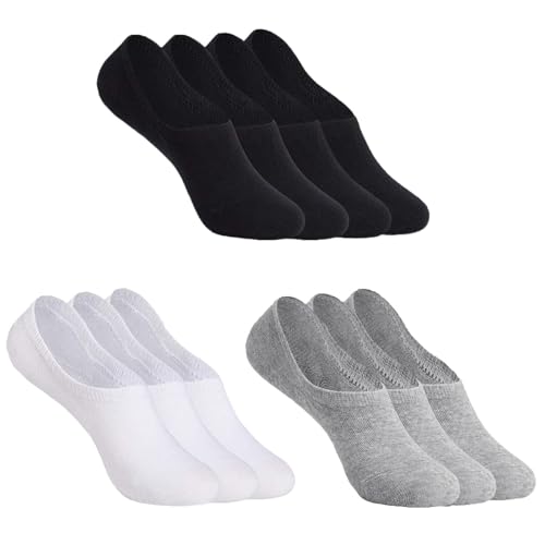 YOUCHAN Sneaker Socken Damen Herren Füßlinge 10 Paar Footies Unsichtbare Kurze No Show Socken Großes Silikonpad Anti Rutsch_Schwarz-Weiß-Grau_3538 von YOUCHAN