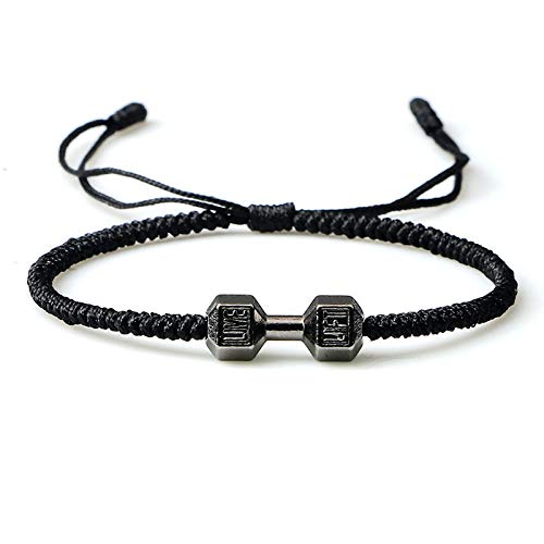 LIUYUYOUGO Geflochtenes Armband,Handgemachtes Freundschaftsarmband Motivational Fitness Gym Hanteln Langhantel Weben Seil Trendy Schmuck BFF Armbänder Verstellbares Glücks-Knöchel-Armband F von LIUYUYOUGO