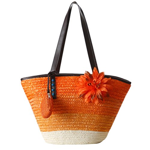 YOUJIA Damen Gewebt Stroh Handtaschen Strand Casual Handtasche Crochet Shopper Tragetaschen von youjia