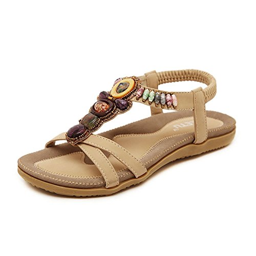 YOUJIA Damenschuhe Böhmen Sandalen Wohnungen Strand Schuhe Freizeit Sandalen Flip Flop Sommerschuhe von YOUJIA