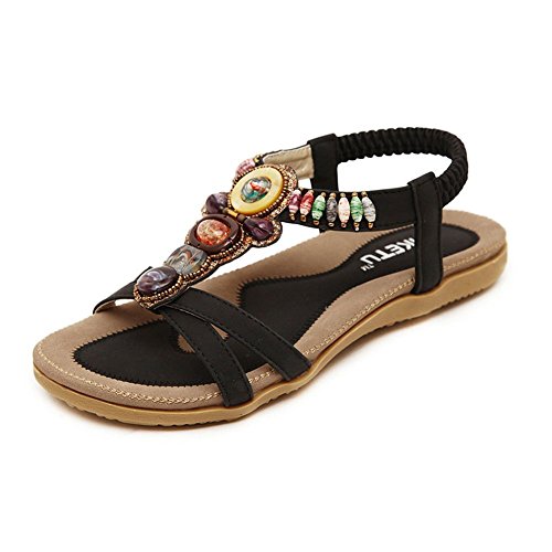 YOUJIA Damenschuhe Böhmen Sandalen Wohnungen Strand Schuhe Freizeit Sandalen Flip Flop Sommerschuhe von YOUJIA