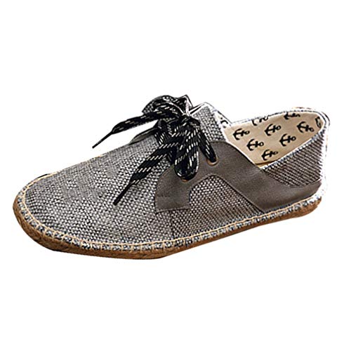 YOUJIA Männer Casual Canvas Flach Espadrilles Atmungsaktiv Slip-On Halbschuhe Moccasins (#1 Dunkel Grau, EU 43) von youjia