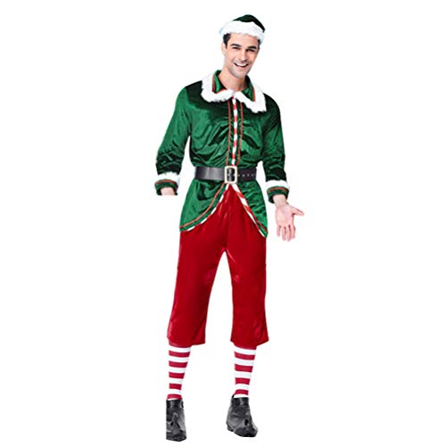 YOUJIAA Herren Damen Weihnachtself Kostüm Erwachsene Elfen Kostüme für Xmas Karneval Cosplay (Männer, CN M) von YOUJIAA