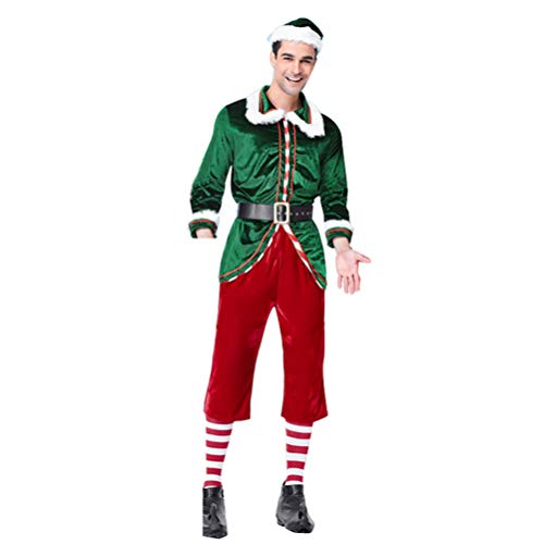 YOUJIAA Herren Damen Weihnachtself Kostüm Erwachsene Elfen Kostüme für Xmas Karneval Cosplay (Männer, CN S) von YOUJIAA