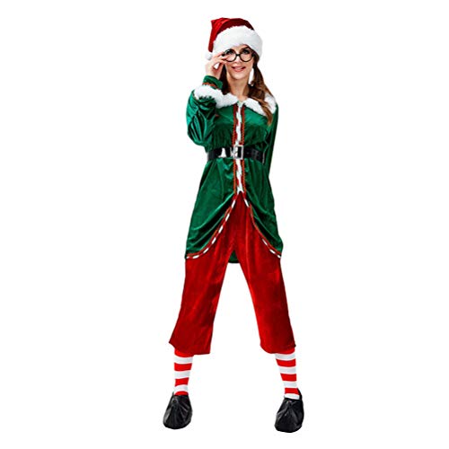 YOUJIAA Herren Damen Weihnachtself Kostüm Erwachsene Elfen Kostüme für Xmas Karneval Cosplay (Stil 1, CN 2XL) von YOUJIAA