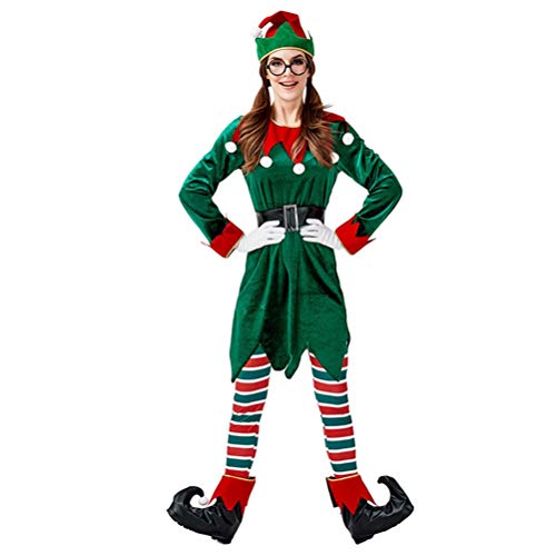 YOUJIAA Herren Damen Weihnachtself Kostüm Erwachsene Elfen Kostüme für Xmas Karneval Cosplay (Stil 2, CN M) von YOUJIAA