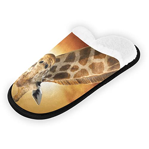 Damen Hausschuhe Afrika Tier Giraffe Fuzzy Cozy Hausschuhe für Damen Herren Kinder Warm Bequem Indoor Schlafzimmer Haus Schuhe, mehrfarbig, Medium von YOUJUNER