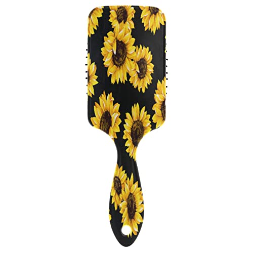 Haarbürste für Damen Mädchen, Gelbes Sonnenblumenmuster Paddel Bürste Haarbürste Luftkissen Kamm für alle Haartypen von YOUJUNER