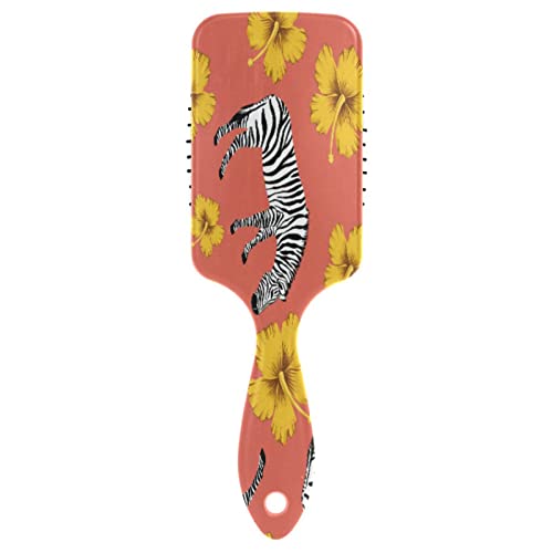 Haarbürste für Damen Mädchen, Zebra-Druck-Blume Paddel Bürste Haarbürste Luftkissen Kamm für alle Haartypen von YOUJUNER
