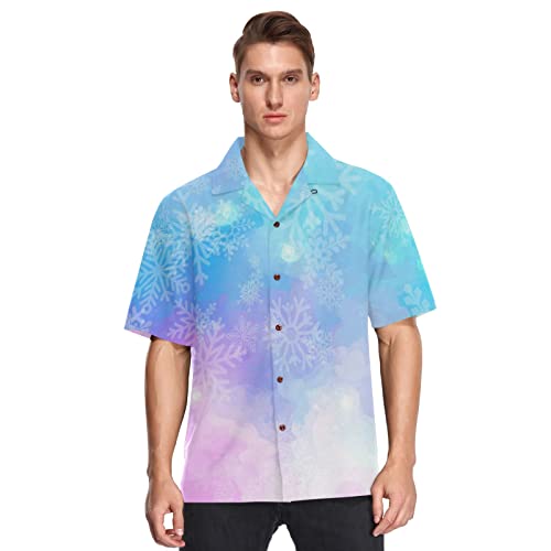 Herren Kurzarm Hawaiihemd Bunter Schneeflocken-Druck Männer Casual Funky Hawaii Hemd Button Down Urlaub Hemd Reise Shirt Strand Beilaufig Freizeit Hemd von YOUJUNER