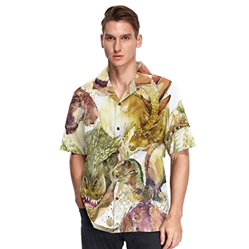 Herren Kurzarm Hawaiihemd Vintage Drachen-Dekor Männer Casual Funky Hawaii Hemd Button Down Urlaub Hemd Reise Shirt Strand Beilaufig Freizeit Hemd von YOUJUNER