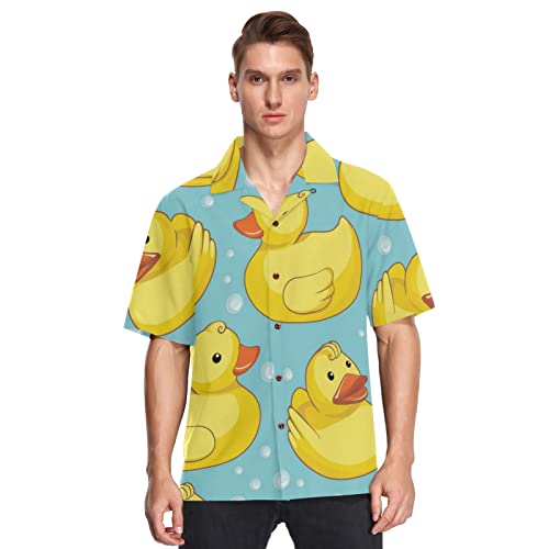 Herren Kurzarm Hawaiihemd süßer Gelbe Enten Männer Casual Funky Hawaii Hemd Button Down Urlaub Hemd Reise Shirt Strand Beilaufig Freizeit Hemd von YOUJUNER