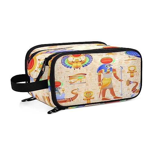 Kulturbeutel Ägypten Pharao Hieroglyphe Große Kosmetiktasche Kulturtasche Waschtasche Make Up Tasche Waschbeutel Schminktasche für Damen Mädchen von YOUJUNER