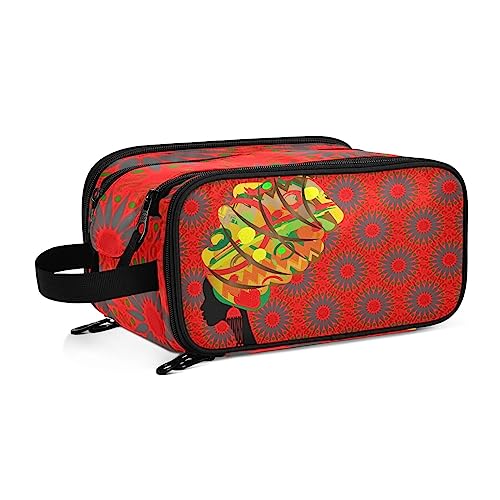 Kulturbeutel Afrikanische Frau Große Kosmetiktasche Kulturtasche Waschtasche Make Up Tasche Waschbeutel Schminktasche für Damen Mädchen von YOUJUNER