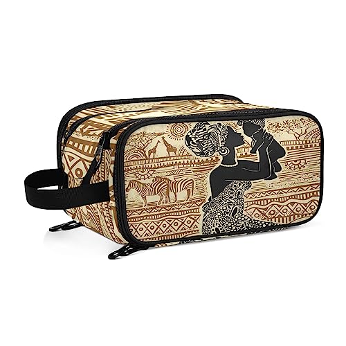 Kulturbeutel Afrikanische Schwarze Frau Dekor Große Kosmetiktasche Kulturtasche Waschtasche Make Up Tasche Waschbeutel Schminktasche für Damen Mädchen von YOUJUNER