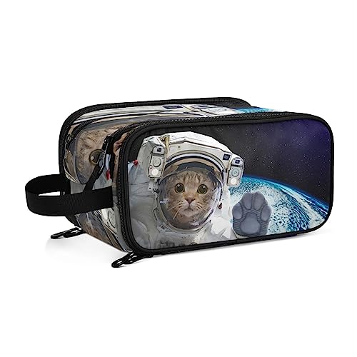 Kulturbeutel Astronauten-Katze Große Kosmetiktasche Kulturtasche Waschtasche Make Up Tasche Waschbeutel Schminktasche für Damen Mädchen von YOUJUNER