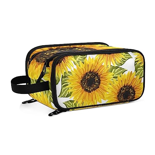 Kulturbeutel Blume Sonnenblume Große Kosmetiktasche Kulturtasche Waschtasche Make Up Tasche Waschbeutel Schminktasche für Damen Mädchen von YOUJUNER