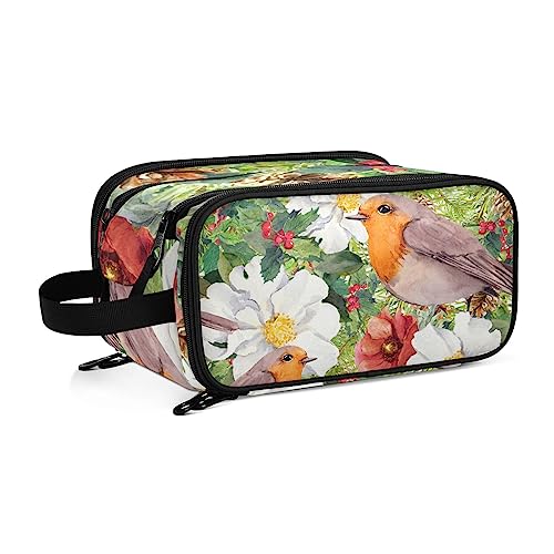 Kulturbeutel Blumen-Vogel-Dekor Große Kosmetiktasche Kulturtasche Waschtasche Make Up Tasche Waschbeutel Schminktasche für Damen Mädchen von YOUJUNER