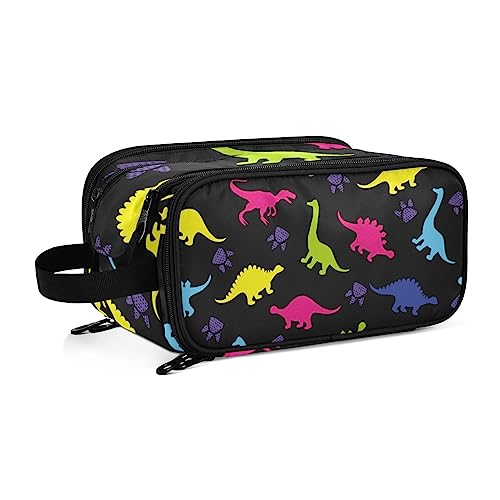 Kulturbeutel Buntes Dinosaurier-Muster Große Kosmetiktasche Kulturtasche Waschtasche Make Up Tasche Waschbeutel Schminktasche für Damen Mädchen von YOUJUNER