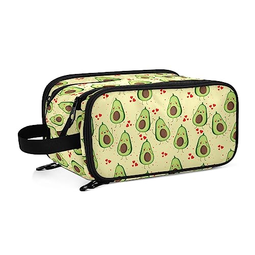 Kulturbeutel Cartoon-Avocado-Liebe Große Kosmetiktasche Kulturtasche Waschtasche Make Up Tasche Waschbeutel Schminktasche für Damen Mädchen von YOUJUNER