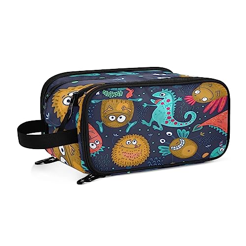 Kulturbeutel Cartoon-Dinosaurier-Monster Große Kosmetiktasche Kulturtasche Waschtasche Make Up Tasche Waschbeutel Schminktasche für Damen Mädchen von YOUJUNER