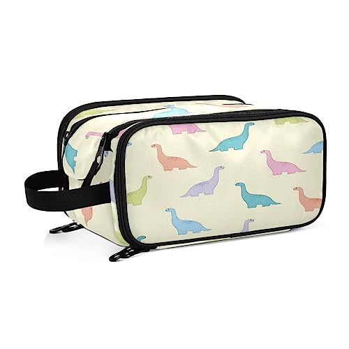 Kulturbeutel Colourful Dinosaur Decor Große Kosmetiktasche Kulturtasche Waschtasche Make Up Tasche Waschbeutel Schminktasche für Damen Mädchen von YOUJUNER