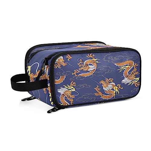 Kulturbeutel Ethnischer chinesischer Drache Große Kosmetiktasche Kulturtasche Waschtasche Make Up Tasche Waschbeutel Schminktasche für Damen Mädchen von YOUJUNER