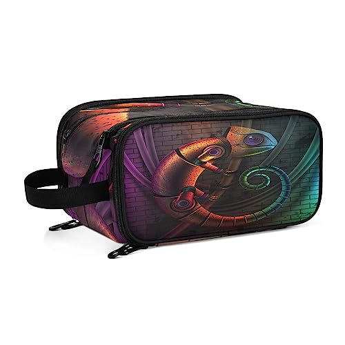 Kulturbeutel Fantasie-Chamäleon-Druck Große Kosmetiktasche Kulturtasche Waschtasche Make Up Tasche Waschbeutel Schminktasche für Damen Mädchen von YOUJUNER