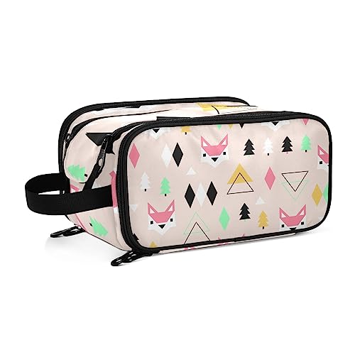 Kulturbeutel Fuchsmuster Große Kosmetiktasche Kulturtasche Waschtasche Make Up Tasche Waschbeutel Schminktasche für Damen Mädchen von YOUJUNER