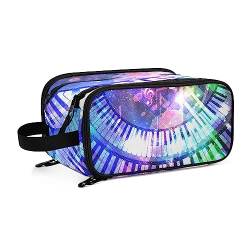 Kulturbeutel Galaxy Piano Musiknote Große Kosmetiktasche Kulturtasche Waschtasche Make Up Tasche Waschbeutel Schminktasche für Damen Mädchen von YOUJUNER