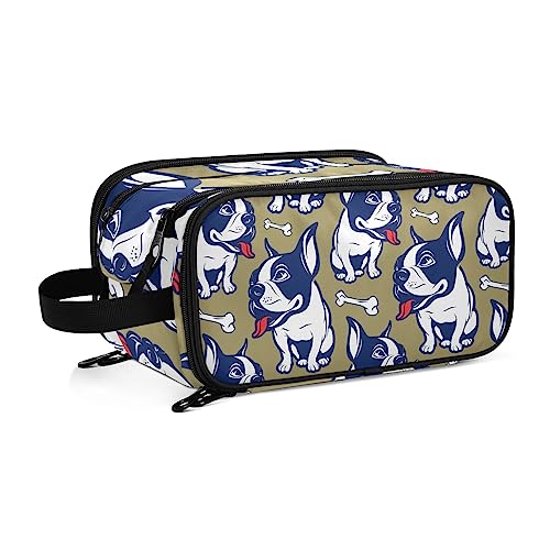 Kulturbeutel Hund Französische Bulldogge Süße Große Kosmetiktasche Kulturtasche Waschtasche Make Up Tasche Waschbeutel Schminktasche für Damen Mädchen von YOUJUNER