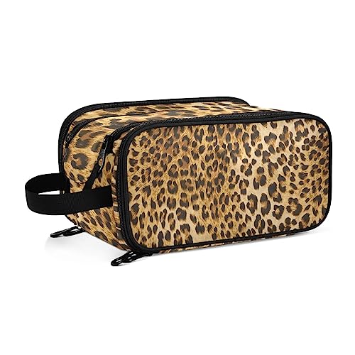 Kulturbeutel Leopardenmuster Große Kosmetiktasche Kulturtasche Waschtasche Make Up Tasche Waschbeutel Schminktasche für Damen Mädchen von YOUJUNER