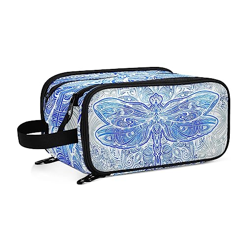 Kulturbeutel Mandala-Libelle-Dekor Große Kosmetiktasche Kulturtasche Waschtasche Make Up Tasche Waschbeutel Schminktasche für Damen Mädchen von YOUJUNER