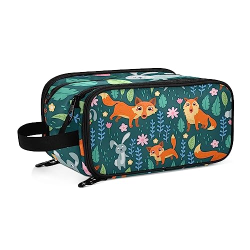 Kulturbeutel Nettes Fox-Häschen Große Kosmetiktasche Kulturtasche Waschtasche Make Up Tasche Waschbeutel Schminktasche für Damen Mädchen von YOUJUNER