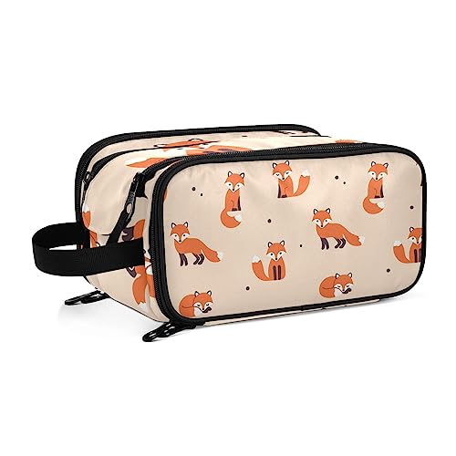 Kulturbeutel Nettes Fuchs-Muster Große Kosmetiktasche Kulturtasche Waschtasche Make Up Tasche Waschbeutel Schminktasche für Damen Mädchen von YOUJUNER