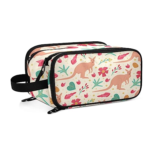 Kulturbeutel Nettes Tierkänguru Große Kosmetiktasche Kulturtasche Waschtasche Make Up Tasche Waschbeutel Schminktasche für Damen Mädchen von YOUJUNER